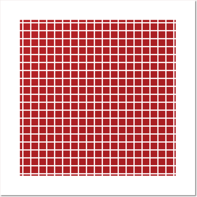 Red and White Graph Grid Pattern Wall Art by squeakyricardo